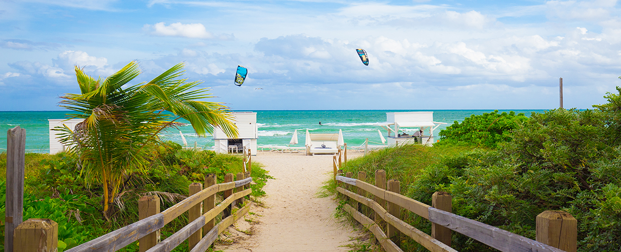 This is a stock photo. I wind surfing and kite rental station on Miami Beach.