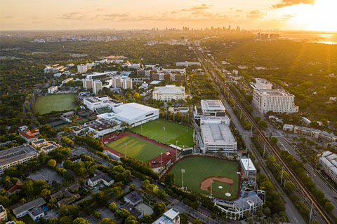 This is an aerial photo of the University of Miami Coral Gables campus.
